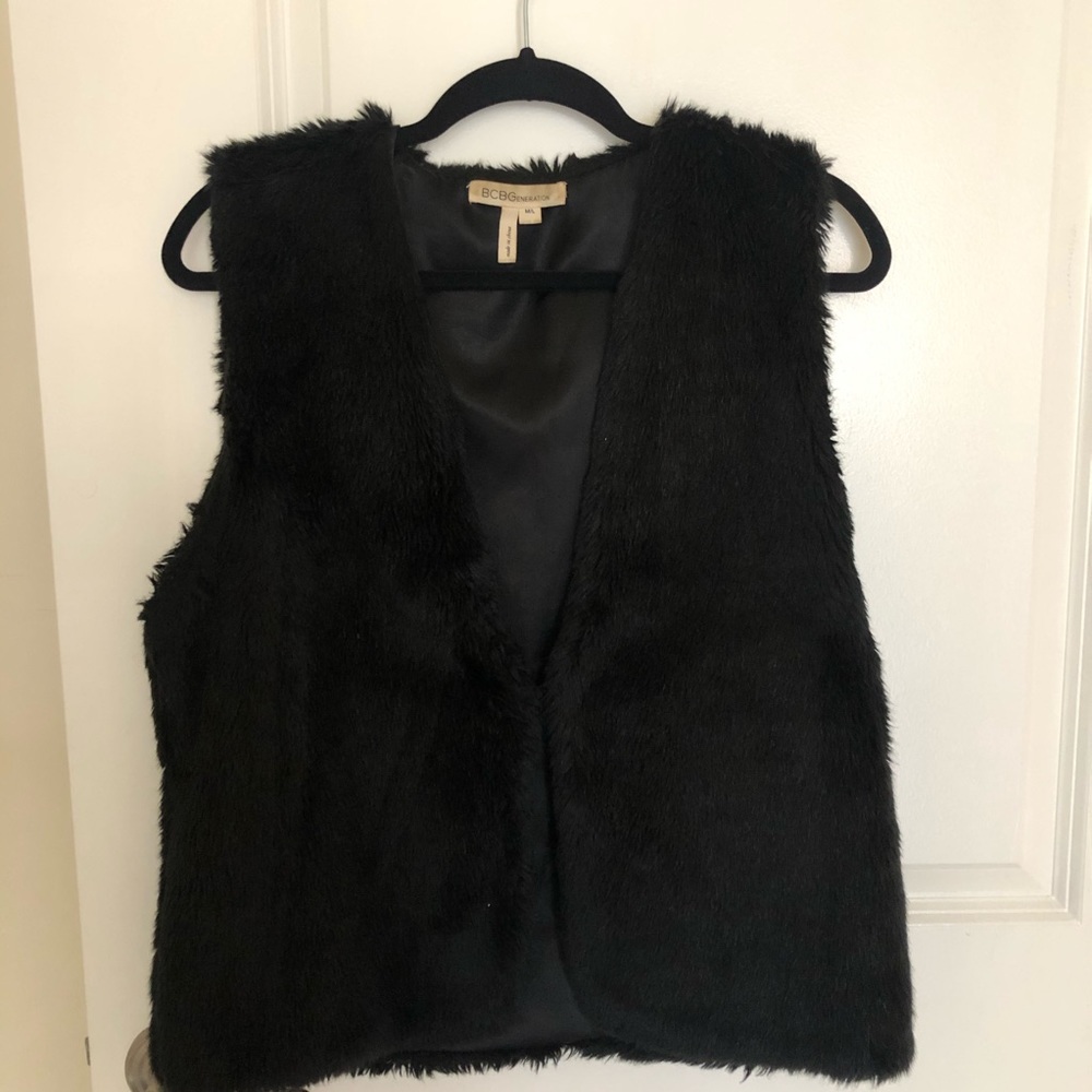 BCBGeneration Black Fur Vest